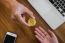 Hand Exchange Golden Metal Bitcoin Crypto Currency Investment- S