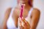 Pink Hair Attractive Woman Hold Pink Female Shaver In Hand