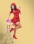 Beautiful Pinup Housewife Standing With Iron And Ironing Board