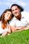 Loving Couple Lying In Lawn