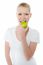 Young Lady Eating Green Apple