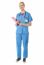 Female Doctor In Blue Medical Suit