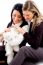 Young Sisters Playing With Cat