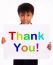 Small Boy With Thank You Board