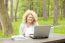 Business Lady Using Laptop In Park