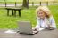 Business Lady Using Laptop In Park