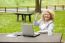 Business Lady Using Laptop In Park