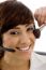 Call Center Lady Applying Make Up