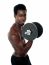 African Guy Lifting Dumbbells