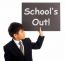 Schoolboy With School S Out Sign