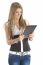 Smiling Lady Holding Tablet Pc