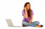 Smiling Teenage Girl With Laptop