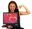 Girl Showing Hearts On Laptop