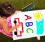 Girl Writing Abc Shows Kid Learning