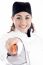 Smiling Female Chef Holding Knife