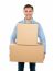 Young Man Holding Cardboard Box