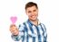 Man Showing Pink Paper Heart