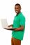 Smiling African Guy Using Laptop