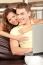 Smiling Love Couple With Laptop