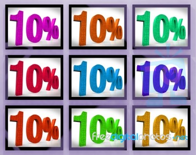 10 On Monitors Showing Several Discounts And Promotions Stock Image