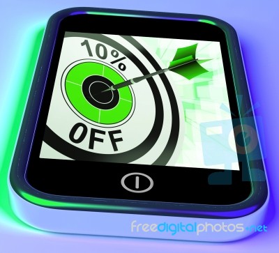 10 Percent Off On Smartphone Shows Sales Stock Image