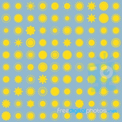 100 Sun Icon Set Stock Image