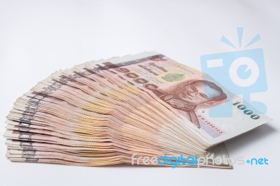 1000 Thai Banknote On White Background Still Life Stock Photo