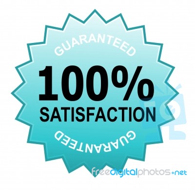 100% Satisfaction Guaranteed Aqua Blue Stock Image