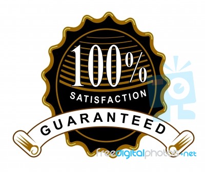 100% Satisfaction Guaranteed Black Seal And Ribbon Stock Image