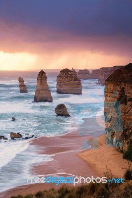 12 Apostles At Great Ocean Road Stock Photo