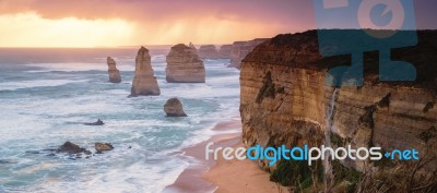 12 Apostles At Great Ocean Road Stock Photo