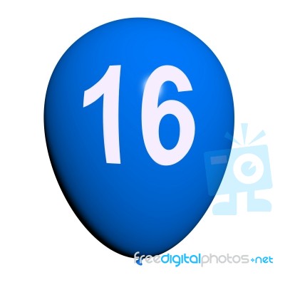 16 Balloon Shows Sweet Sixteen Birthday Party Stock Image