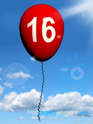 16 Balloon Shows Sweet Sixteen Birthday Party Stock Image