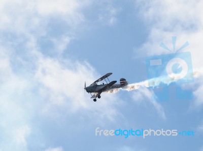 1954 Casa 1-131e Jungmann G-bsaj Flying Over Biggin Hill Airfiel… Stock Photo