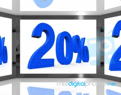 20 On Screen Showing Twenty Percent Off And Price Deals Stock Image