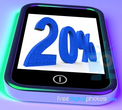 20 On Smartphone Showing Special Promotions And Offers Stock Image