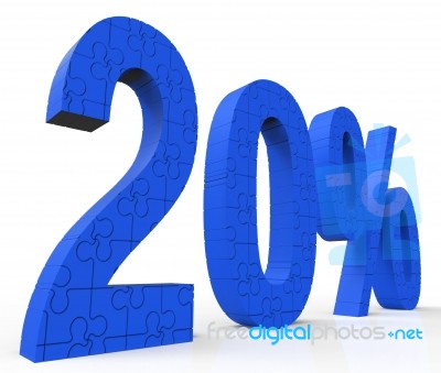 20 Puzzle Shows Twenty Percent Reduction And Clearance Stock Image