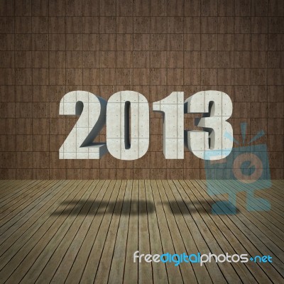 2013 New Year Sign With Limestone Wall Stock Image