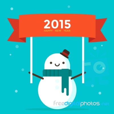 2015 Sign With Snowman Stock Image