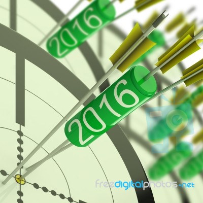 2016 Accurate Dart Target Shows Successful Future Stock Image