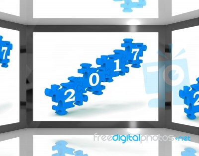 2017 On Screen Showing Future Calendars Stock Image