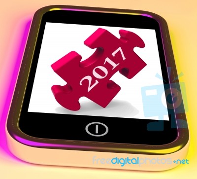 2017 On Smartphone Show Forecasting New Year Stock Image