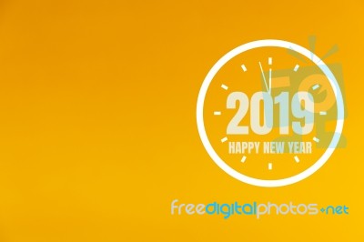 2019 New Year On Orange Background Stock Photo