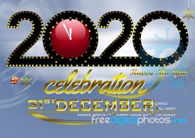 2020 Celebration Banner With New Year Eve Count Down Concept Stock Image