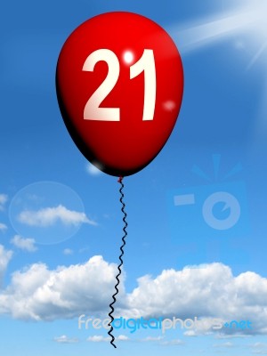 21 Balloon Shows Twenty-first Happy Birthday Celebration Stock Image