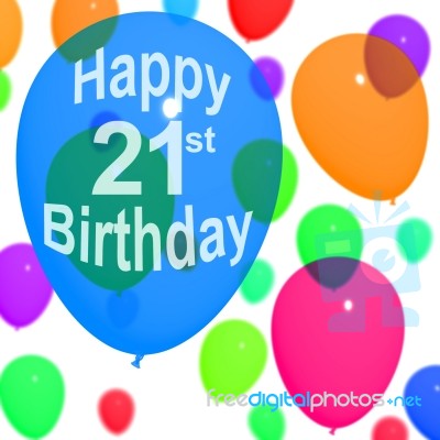 21st Birthday On Balloon Stock Image