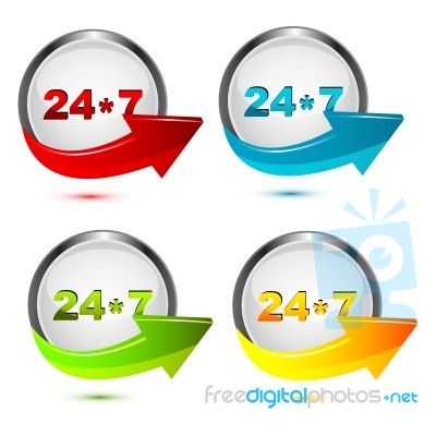 24 Hour Service icon With Arrow Stock Image