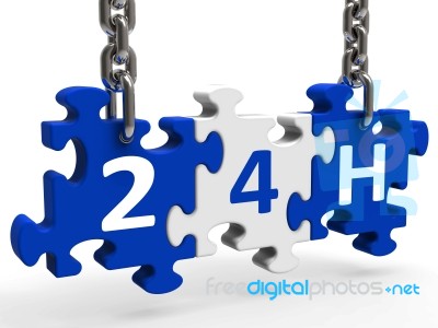 24h On Puzzle Shows All Day 24hr Service Stock Image