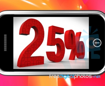 25 On Smartphone Shows Price Reductions And Bargains Stock Image