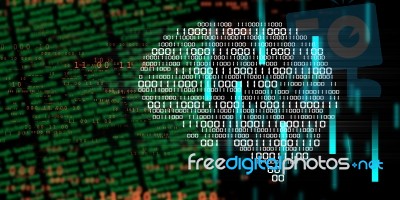 2d Illustration Abstract Digital Binary Data On Computer Screen Stock Image